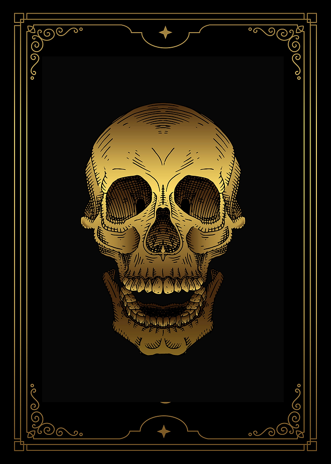 Tarot gold skull head