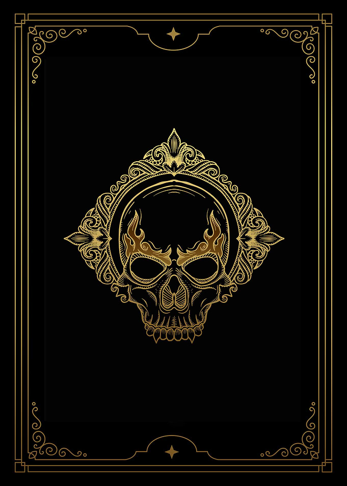 Tarot gold skull head 2
