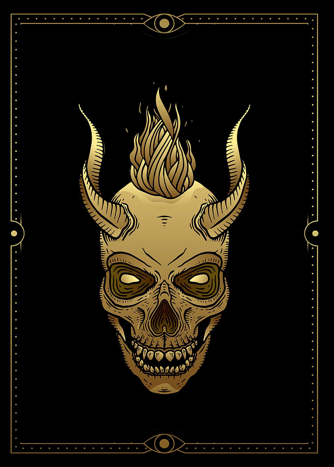 Tarot devil skull head