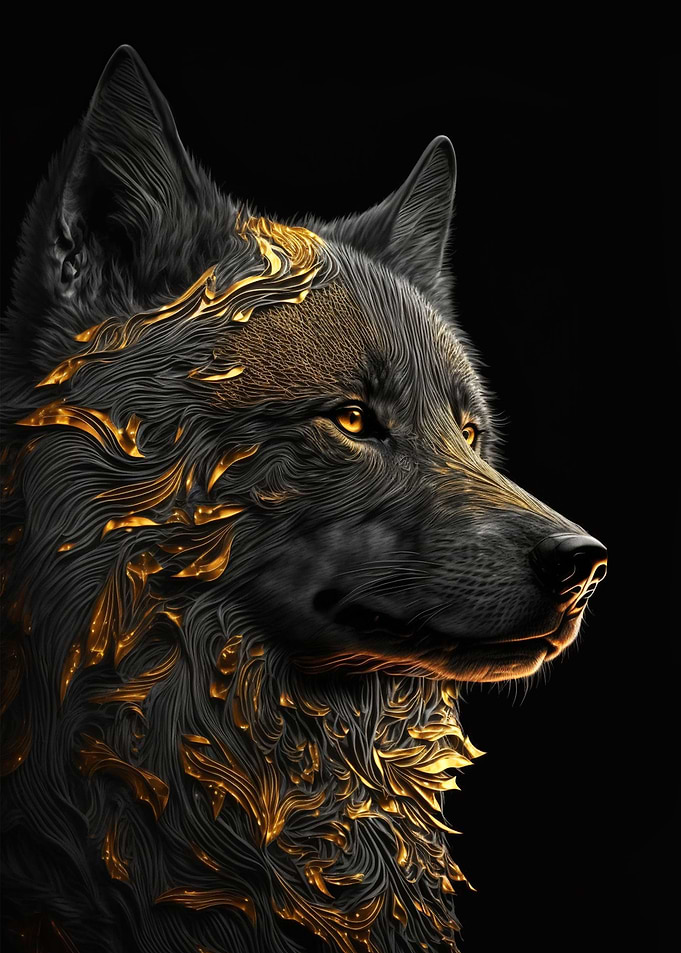Black and Gold Wolf