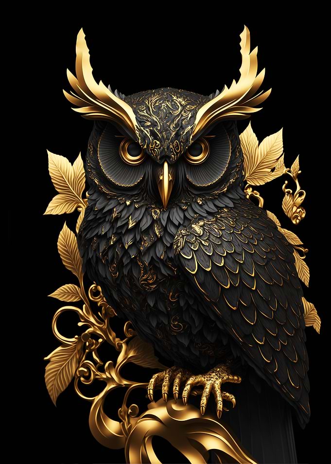 Black and Gold Owl