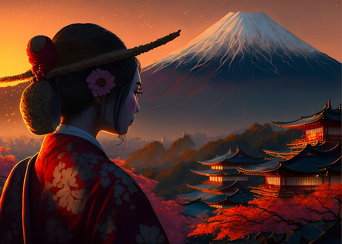 Geisha Mount Fuji