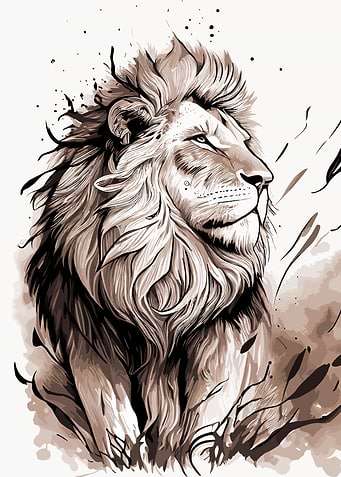 Wlid Lion ink splash