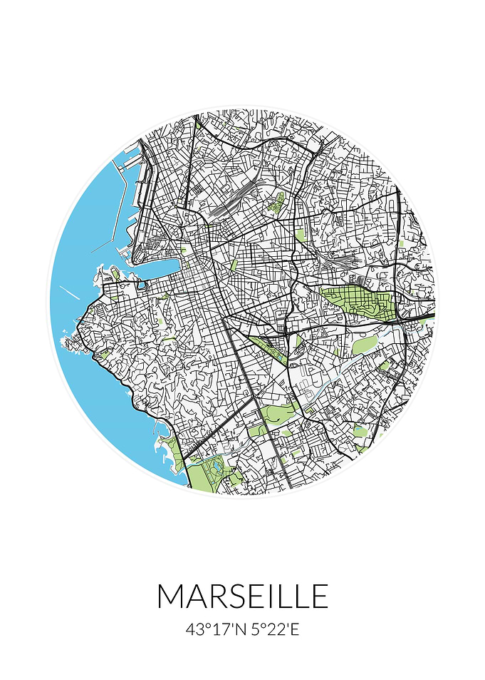 Marseille City Map White