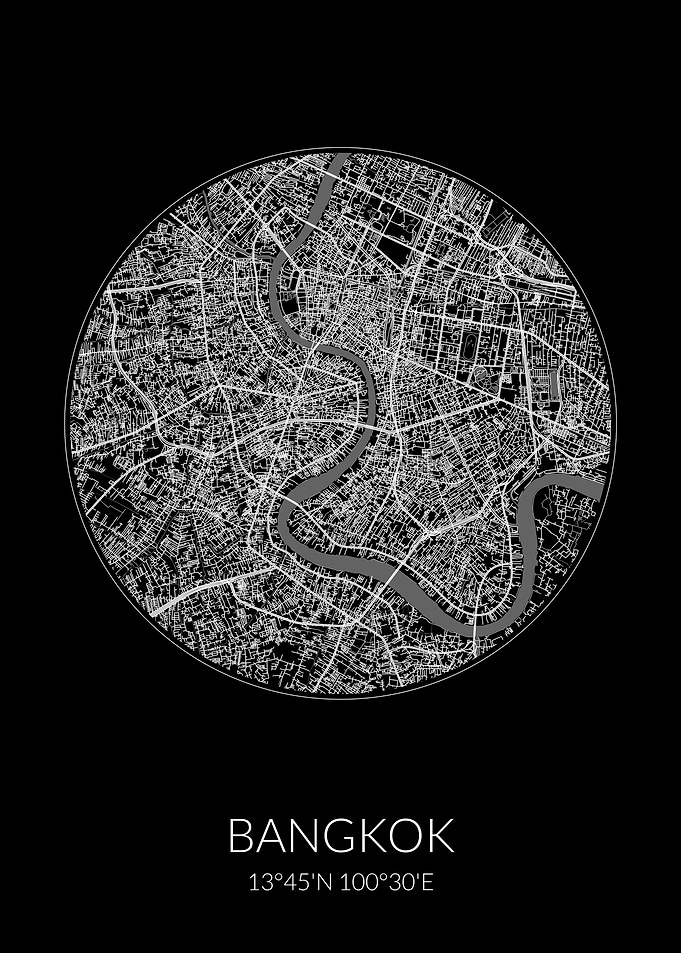 Bangkok City Map Black
