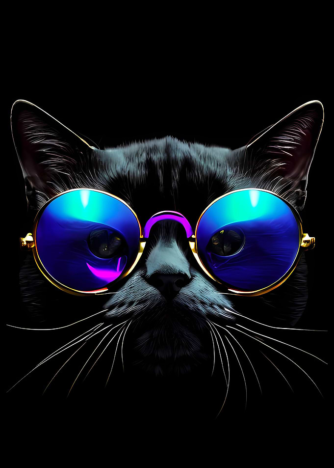 cat on black background