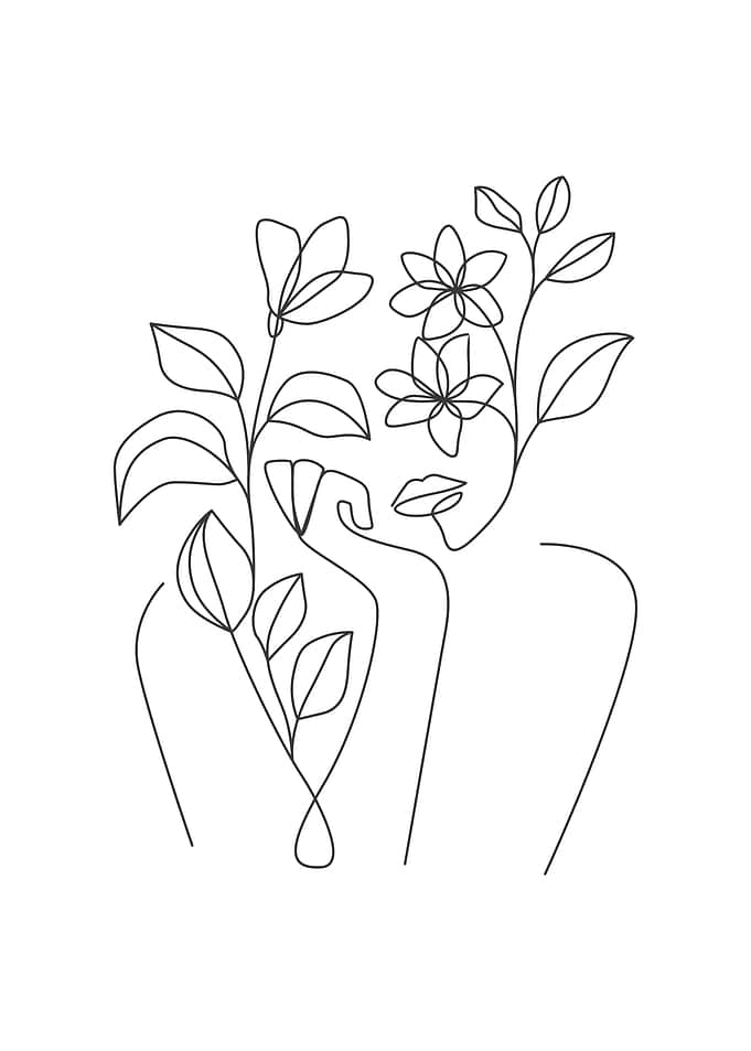 Woman with flower leaves