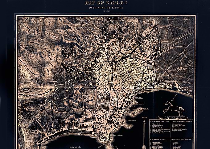 Vintage black Naples map