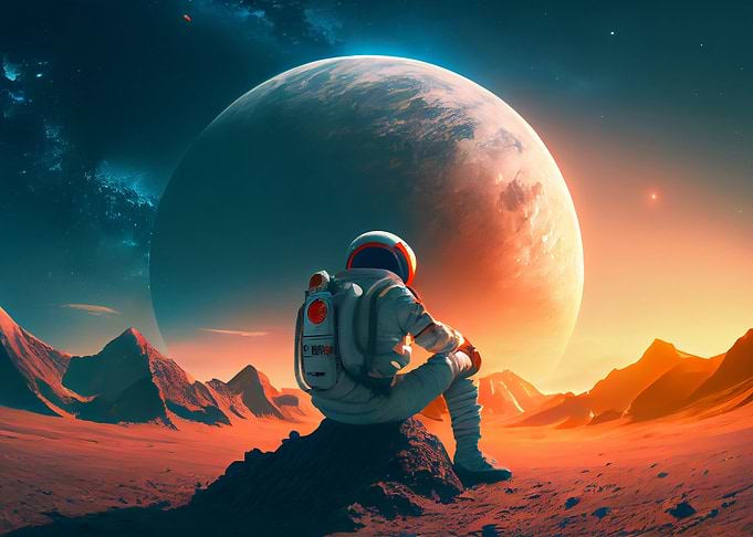 Astronaut Sitting on Mars