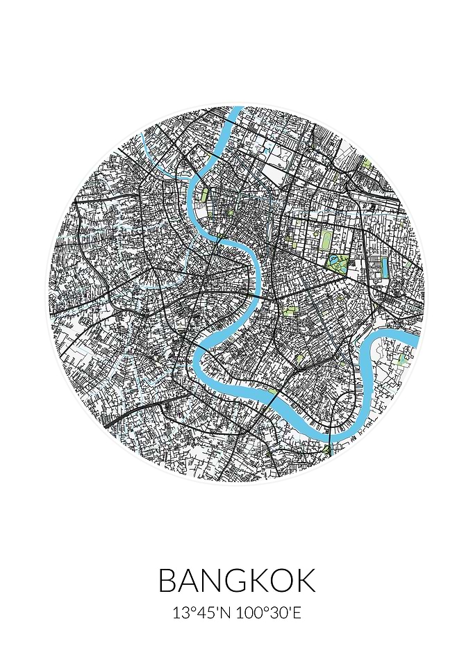 Bangkok City Map White