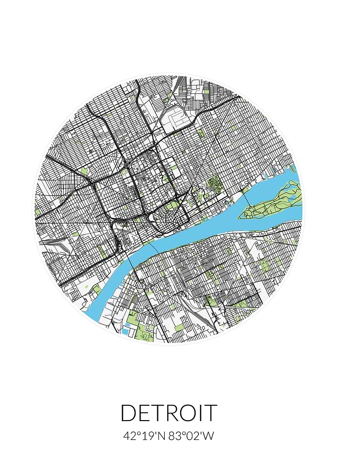 Detroit City Map White