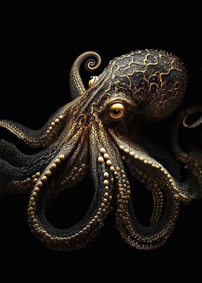 Black and Gold Octopus