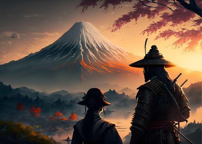 Samurai Geisha Mount Fuji