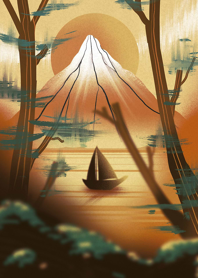 Fuji Mountain Sail Ship