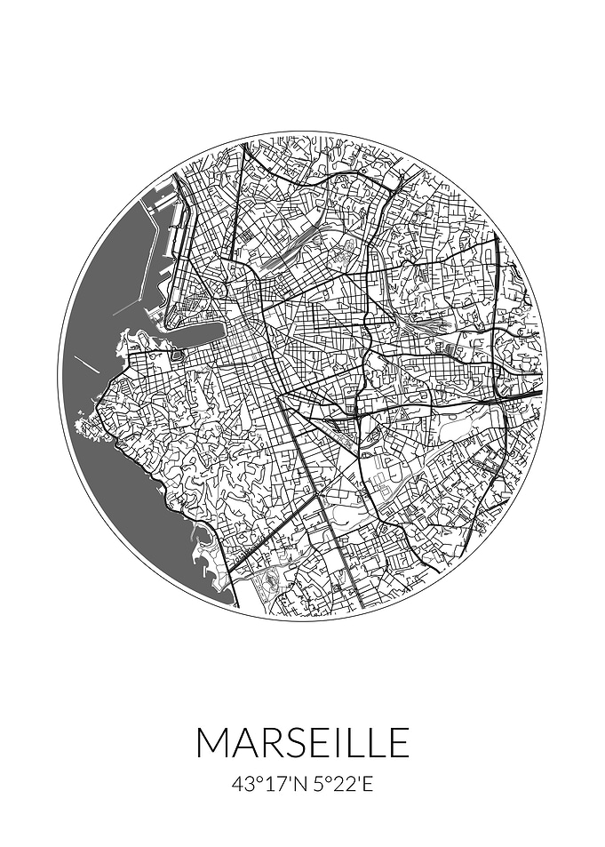 Marseille City Map White