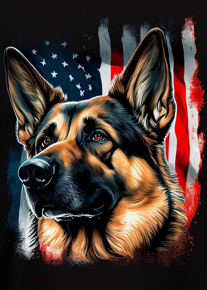 German ShepherdUSA Flag