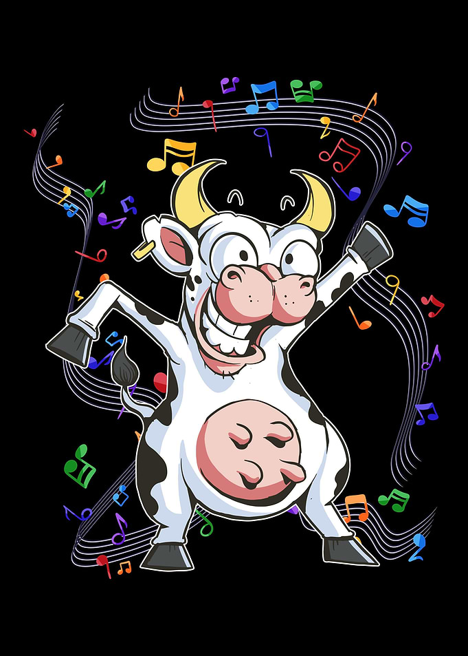 Crazy cow dances at her bi