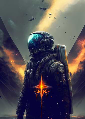 Astronaut with Flames
