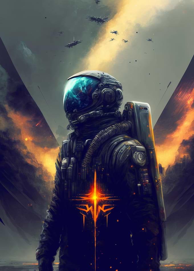 Astronaut with Flames