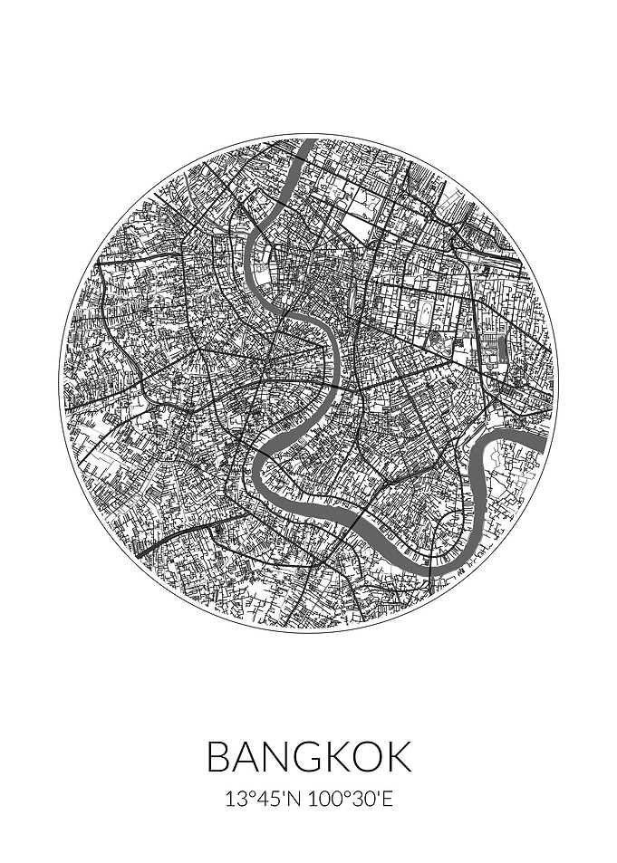 Bangkok City Map White