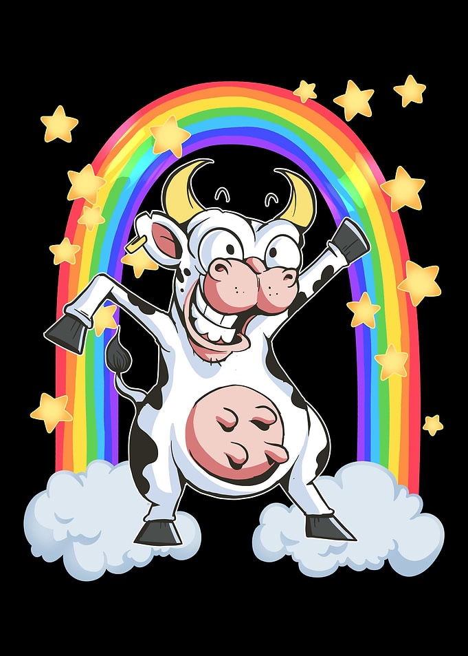 Rainbow cow crazy dancing