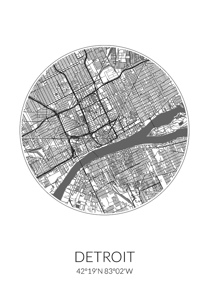 Detroit City Map White