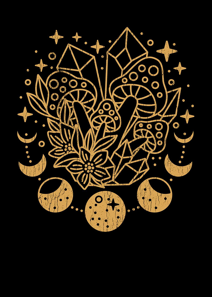 Mushrooms Crystals Moon