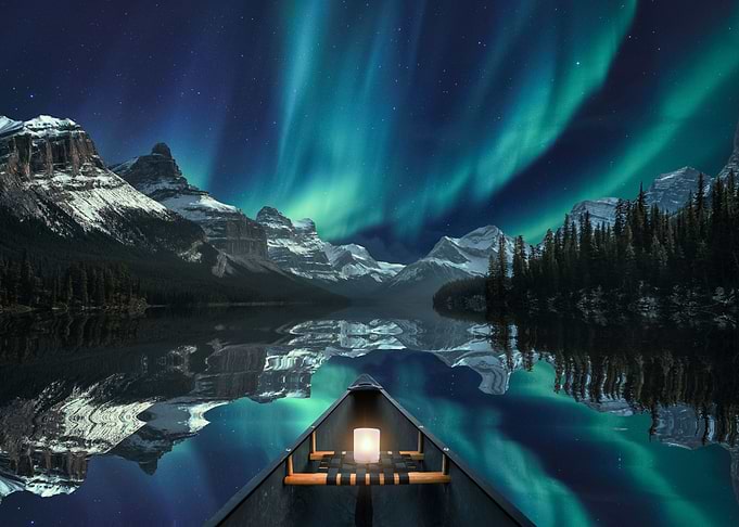 Canoeing Aurora Mountain