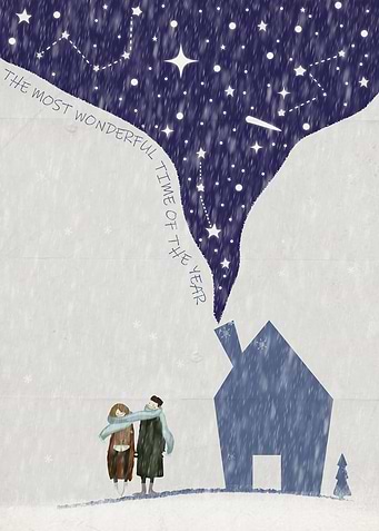 couple and star sky