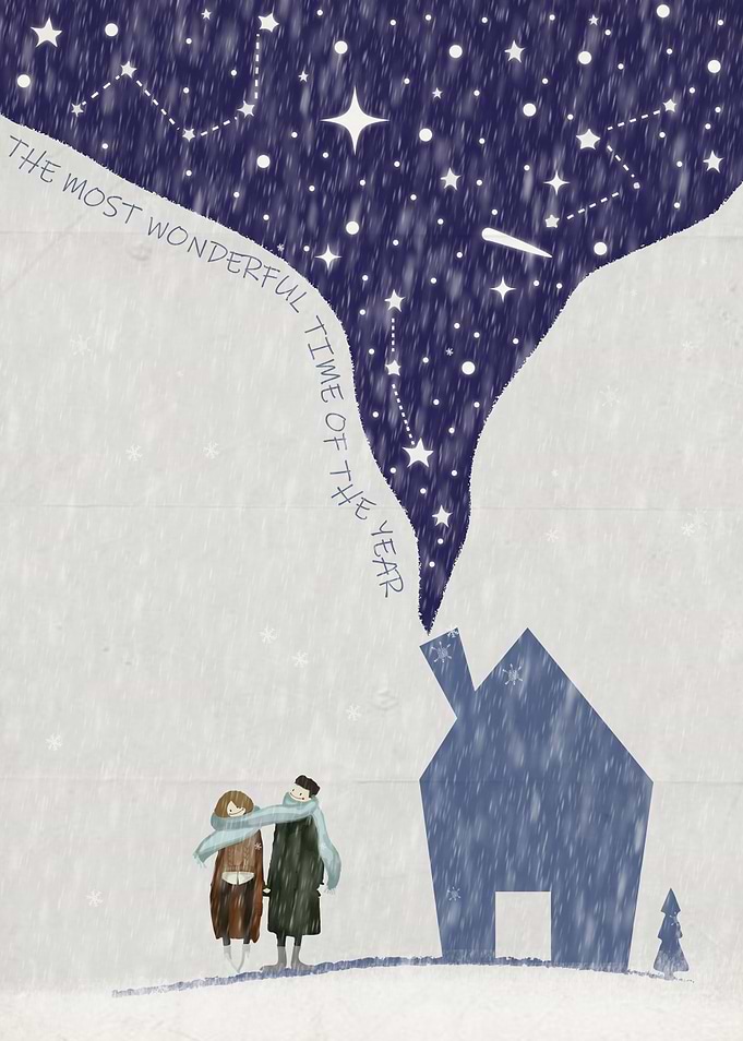 couple and star sky