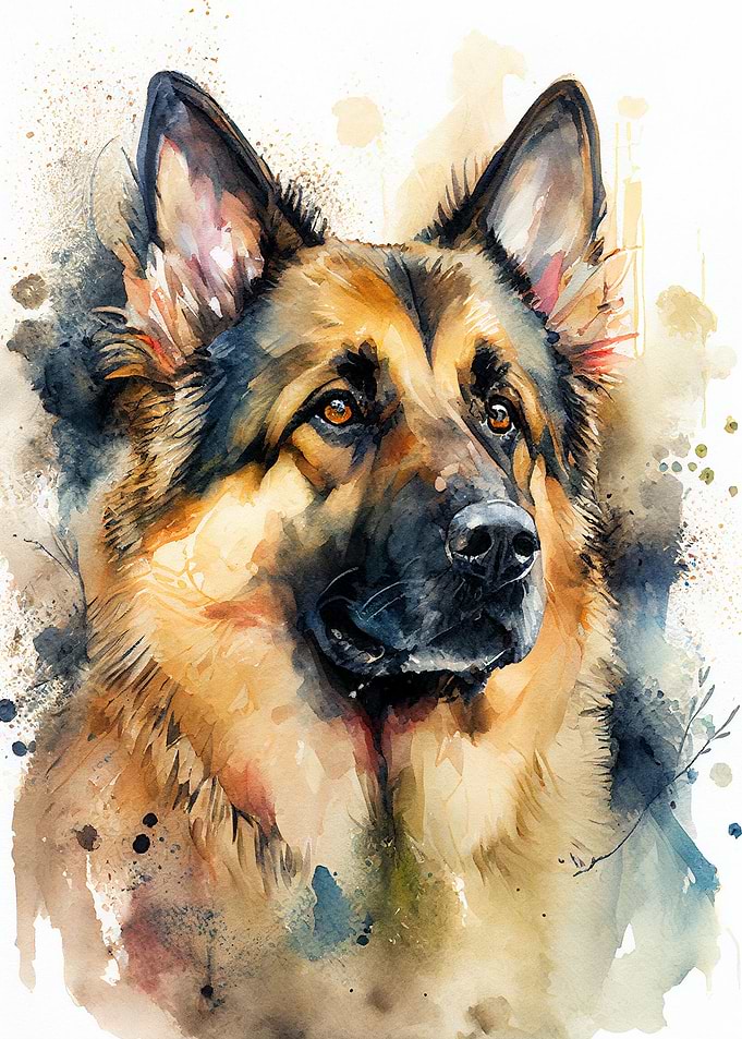 German Shepherd Watercolor
