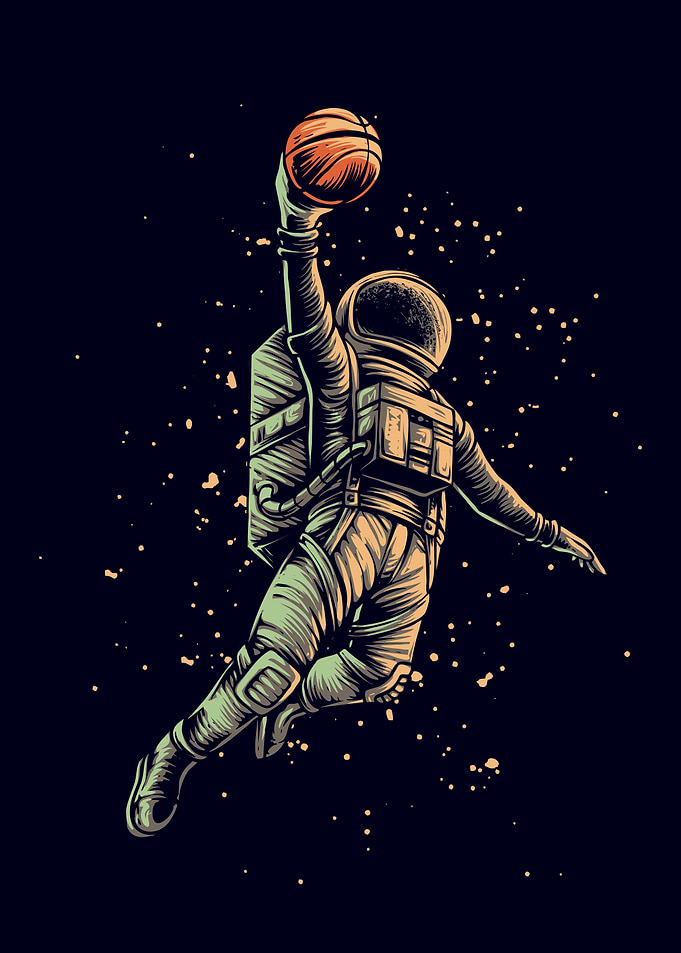 Basketball shot astronaut