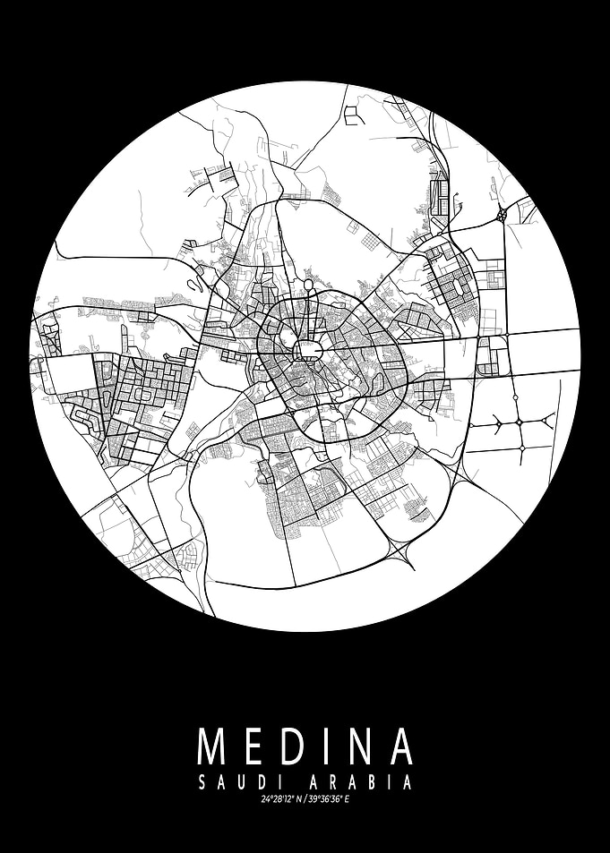 Medina City Map Full Moon
