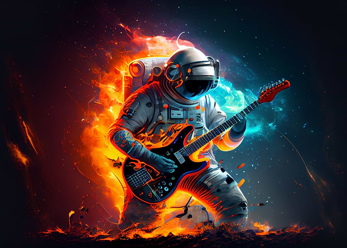 Astronaut Playing Guitar