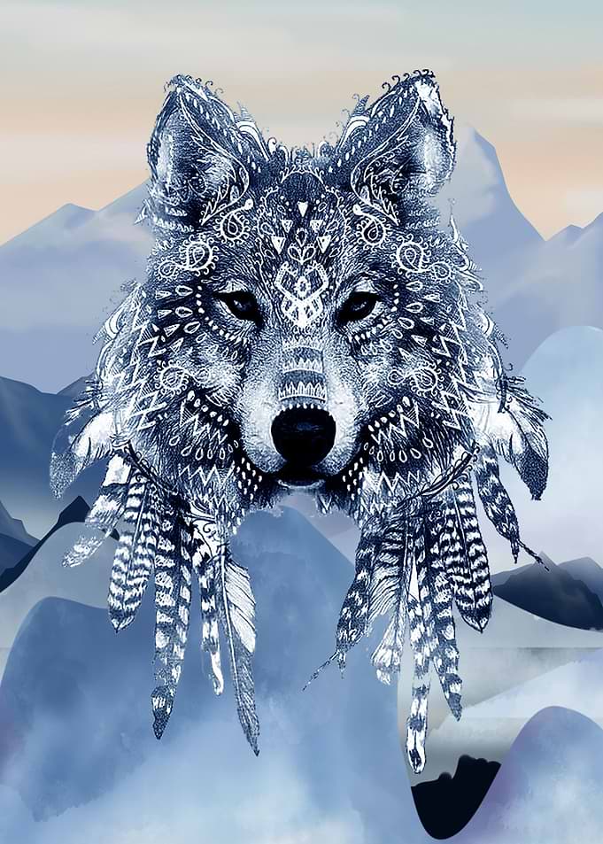 Mystical Blue Wolf