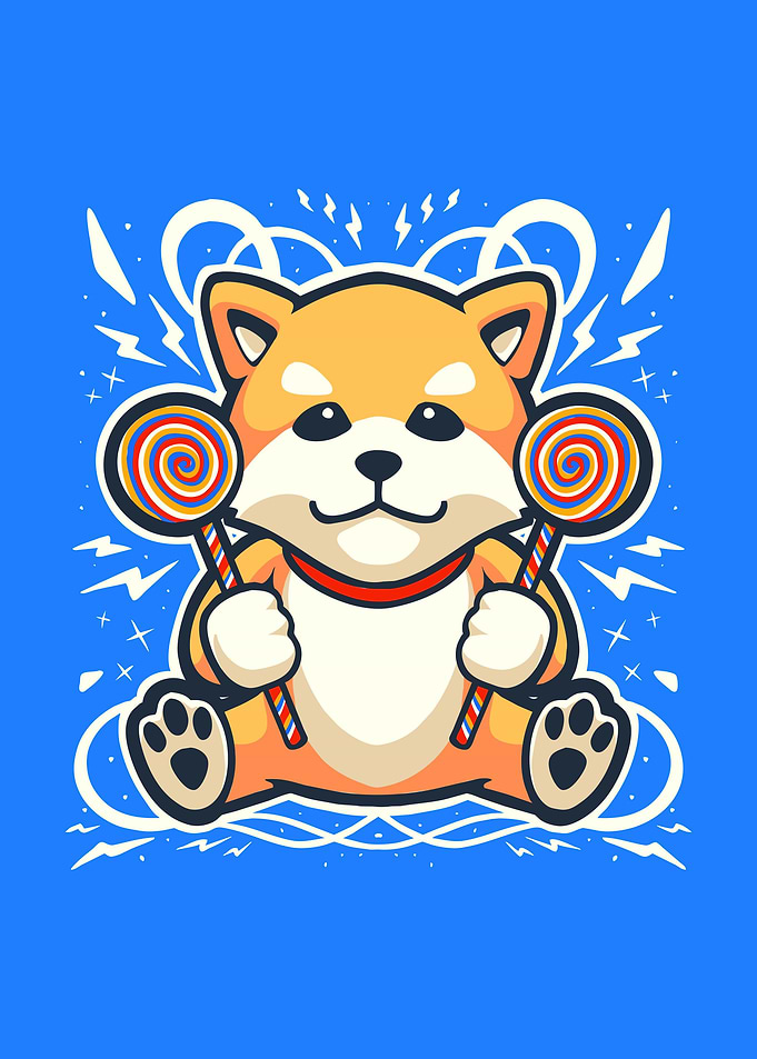 akita dog and candy