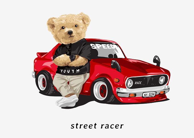against racing car