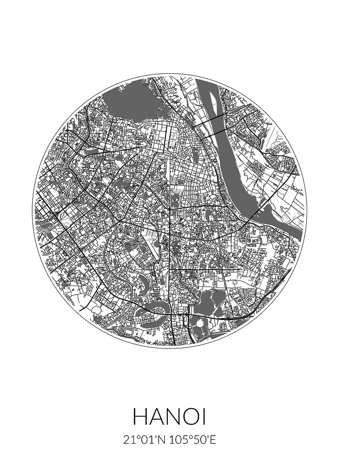 Hanoi City Map White