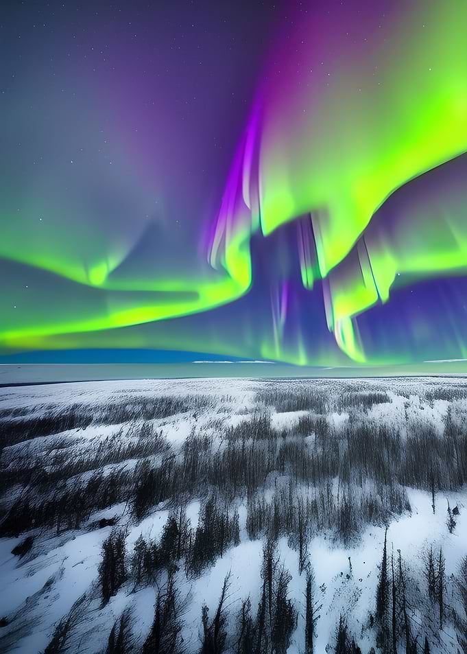 Aurora in snow