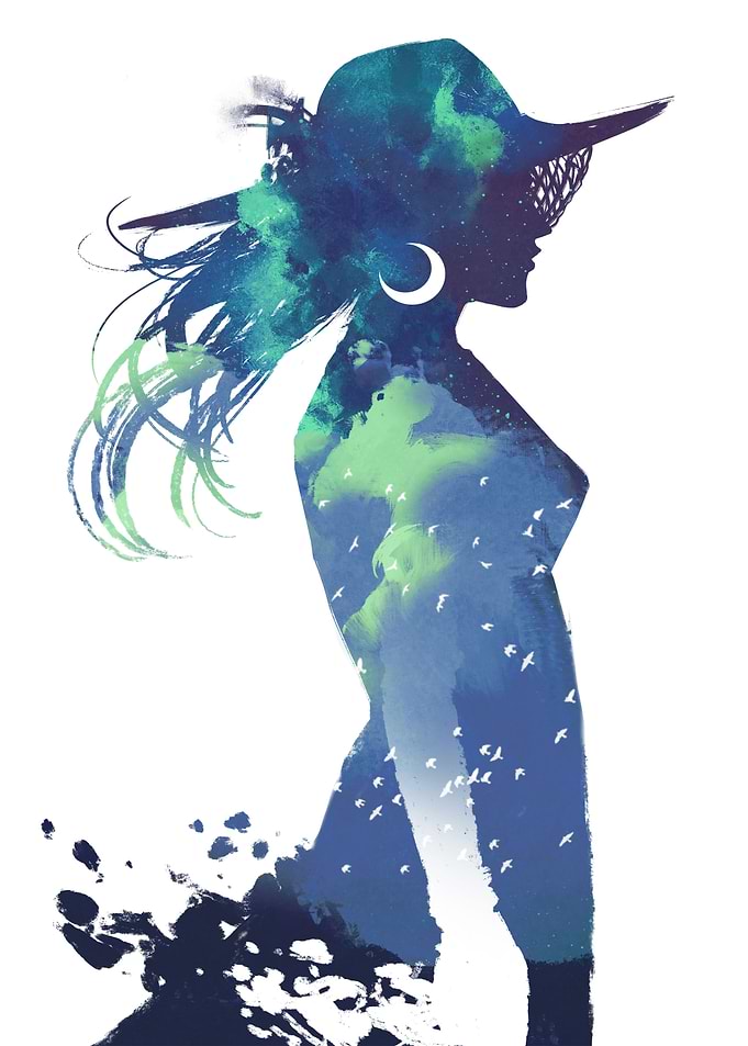 Double exposure of woman