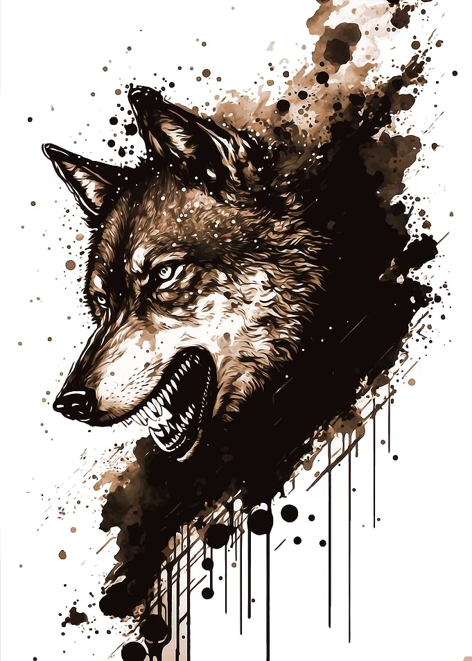 angry wolf sketch