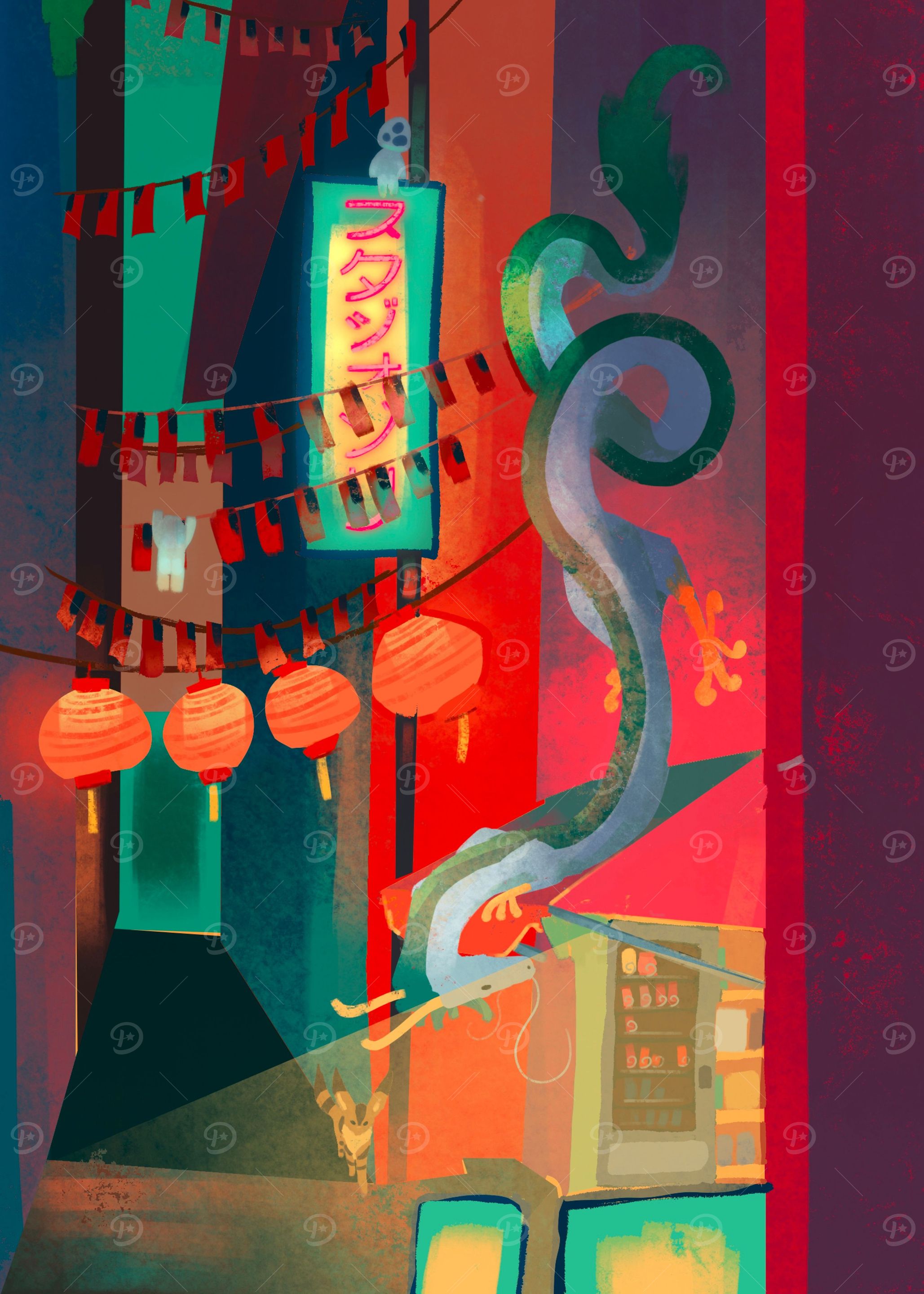 Side alley with Dragon