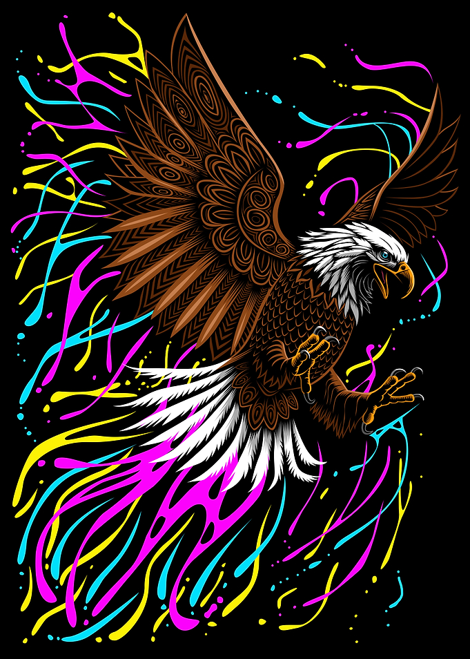 Tribal eagle splashing