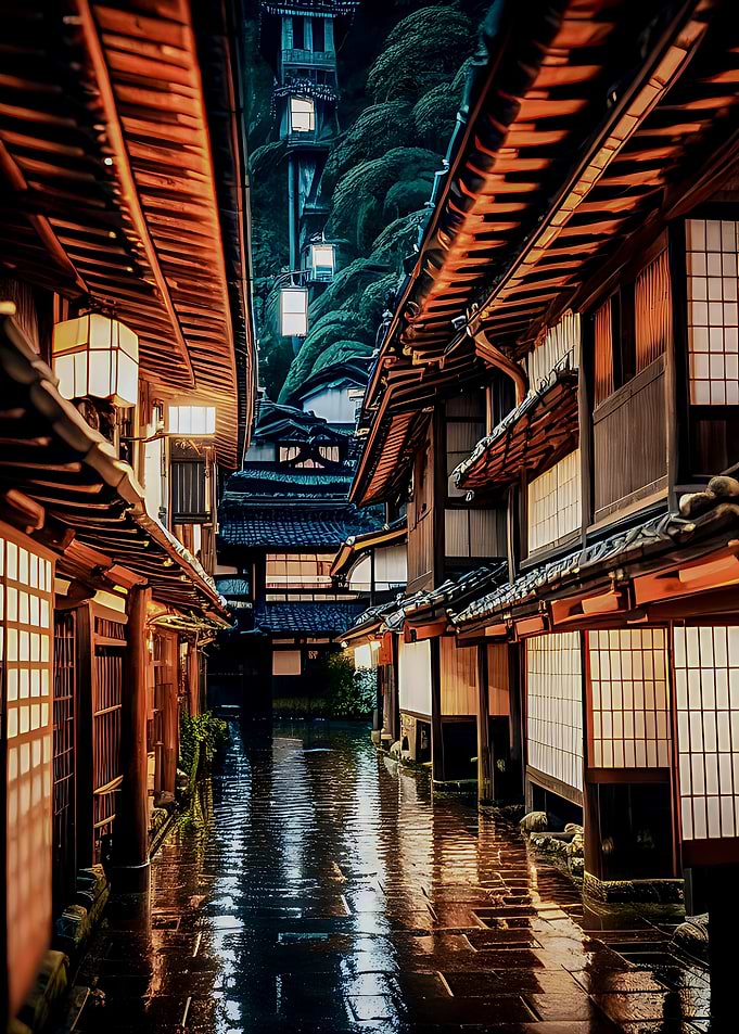 Asian medieval village