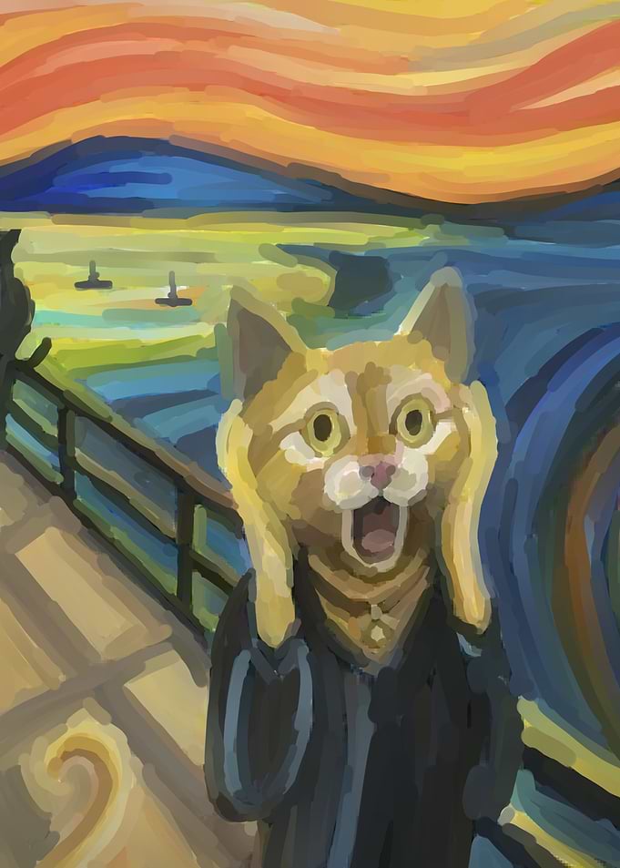 cat epic painting