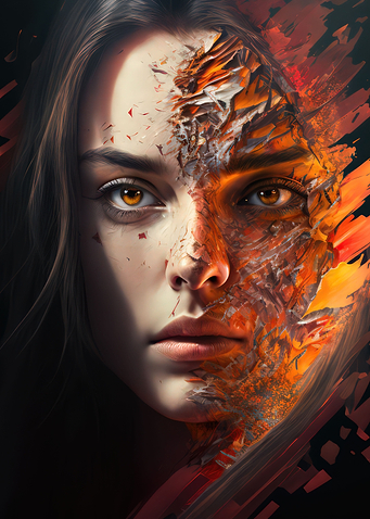 Woman fiery gaze