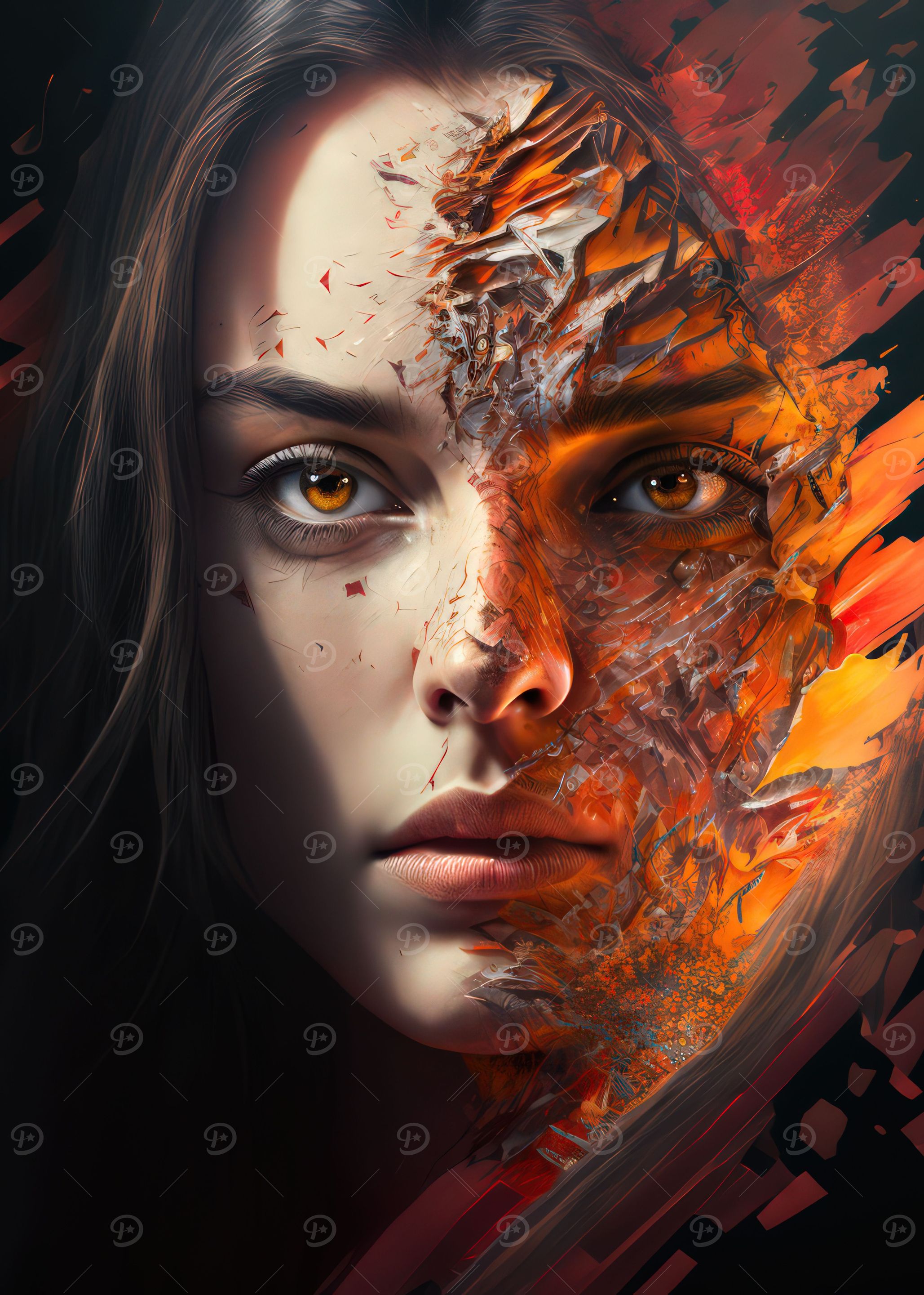 Woman fiery gaze