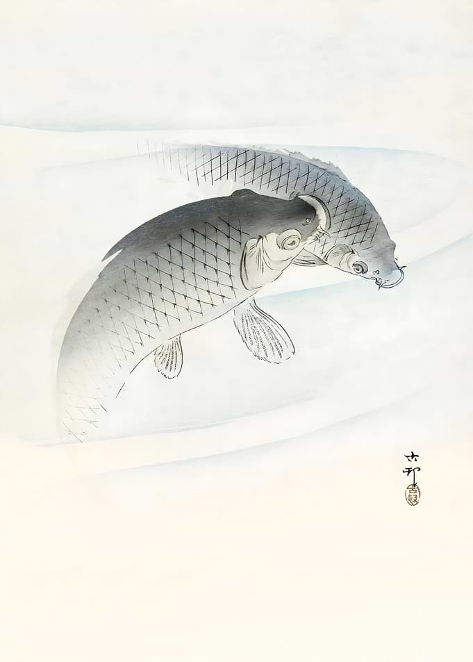 Ukiyo e Grey Fish