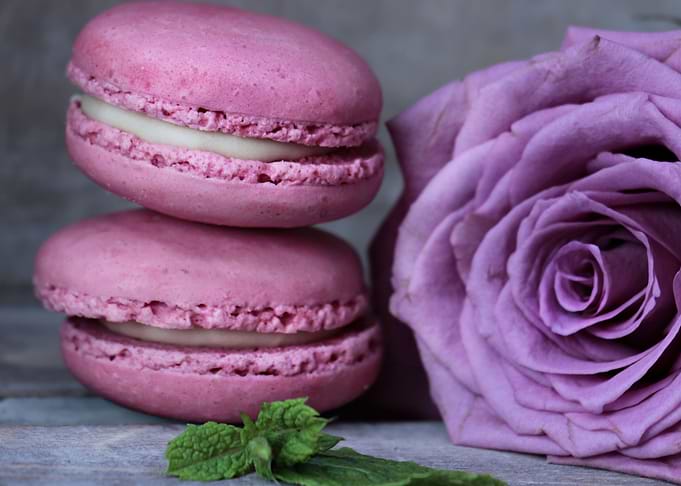mint rose pink macaroons
