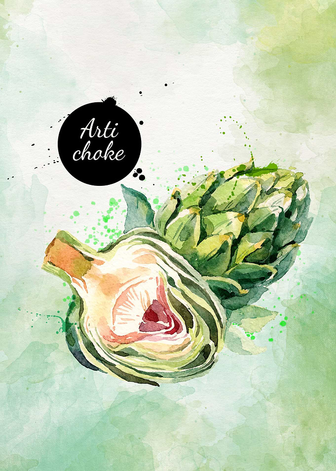 artichoke watercolor paint
